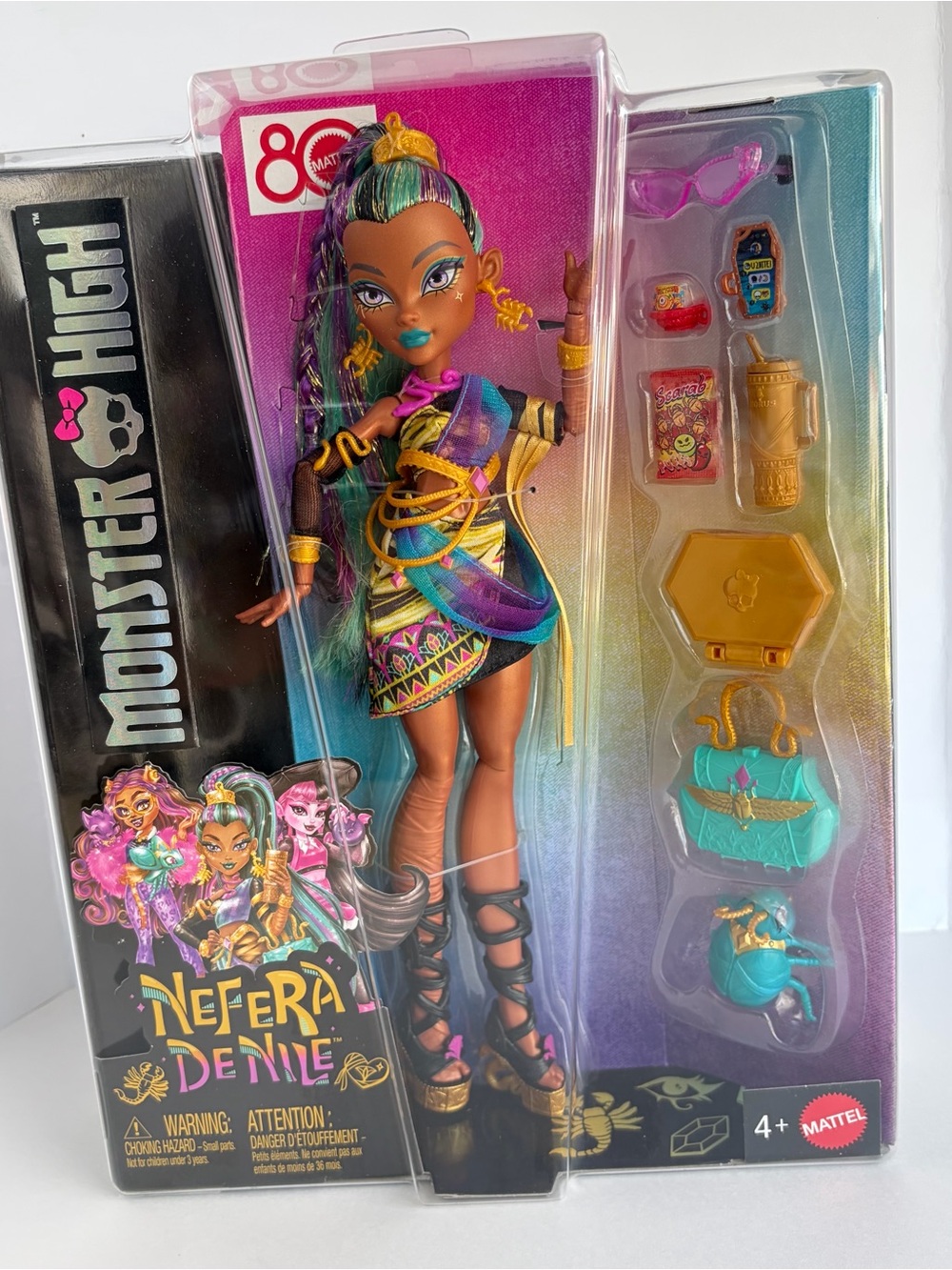 New Mattel Monster High Nefera De Nile Fashion Doll & Lavish Pet Scarab 8-Piece